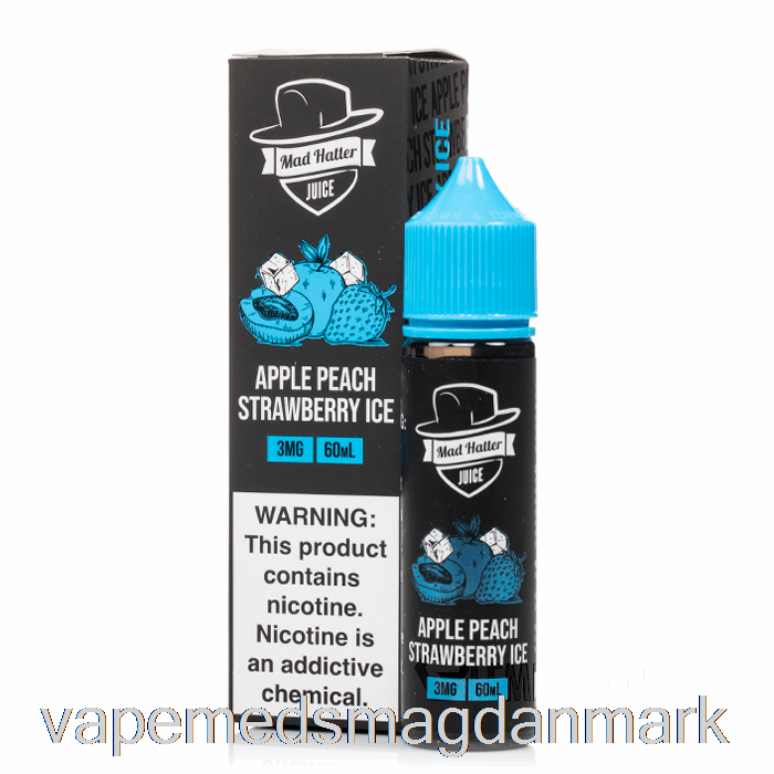 Vape Væske æble Fersken Jordbæris - Mad Hatter - 60ml 3mg